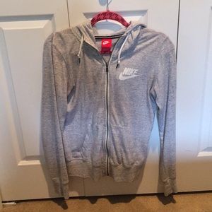Nike zip up grey hoodie